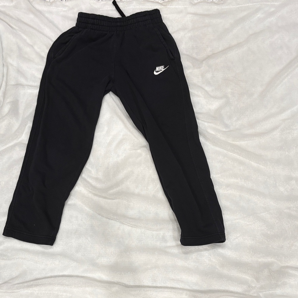 Nike Black Kids Fleece Joggers with White Swoosh